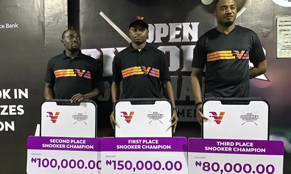 Snooker_winners_Shehu_Bamidele,_Gideon_John_and_Victor_Ukueku Gideon John, Wale Akinola Win VBank Snooker & Billiards Tournament Brand NEWS DAY