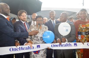 Pix From Left; Dr Misbah Oleolo, Country Managerand Medical Director, One Health Medical Centre, Mr Khaled el Shaarany, Chief Executive Officer,| AXA Africa Health Dr [Mrs] Ibironke Sodeinde, President, Medical Women Association of Nigeria, [MWAN], Mr Tope Adeniyi, Chief Executive Officer AXA Mansard Health, Mr Ayo Gbeleyi, Chairman, AXA Mansard Health, and Mrs Rasidat Adebisi, Chief Client Officer, AXA Mansard Health, During the Opening of AXA Mansard One Health Hospital in Lagos.
